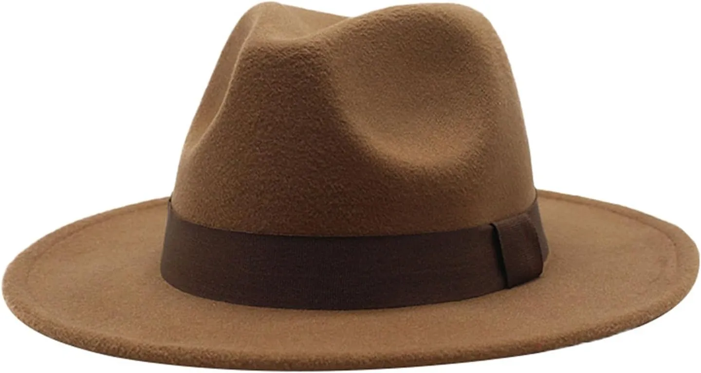 Fedora Hats for Men Women Hat Wide Brim Panama Hat with Belt Buckle Wide Brim Fedora Hats for Men