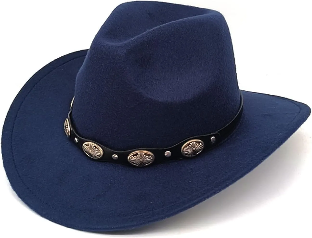 Felt Fedora Cowboy Hat: Womens Mens Wide Brim Classic Fashion Cowgirl Hats Lightweight Western Party Caps Accessory