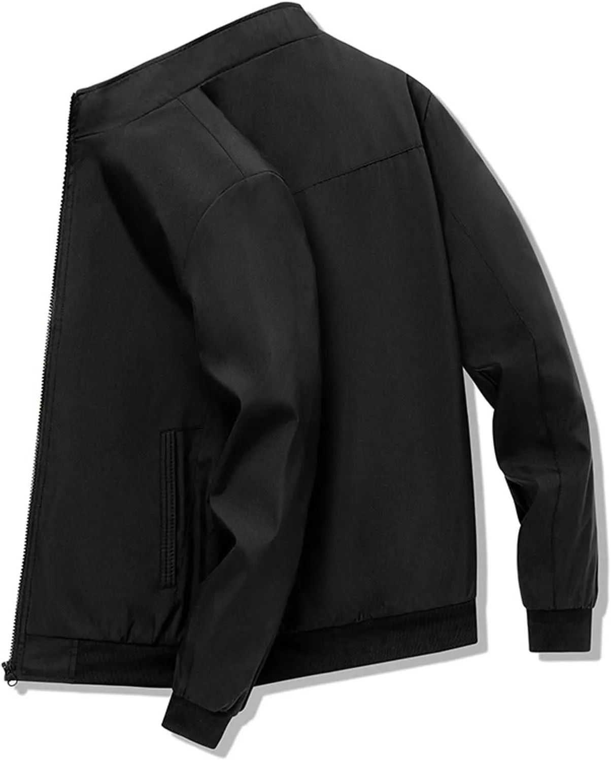 Finelylove Mens Lightweight Jackets Zip Up Windbreaker Stand Collar Business Casual Light Golf Jacket with Pockets