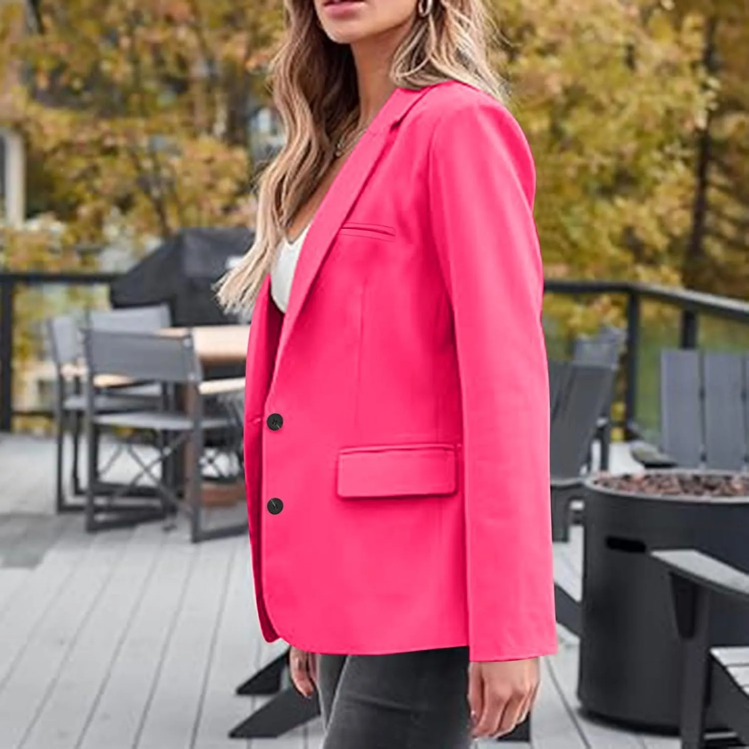 Firzero Womens Blazers for Work Casual 2024 Business Coats Dressy Loose Button Down Cardigan Work Suit Jacket