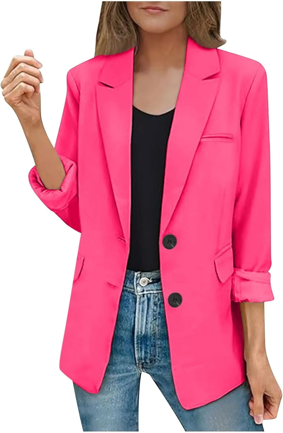 Firzero Womens Blazers for Work Casual 2024 Business Coats Dressy Loose Button Down Cardigan Work Suit Jacket