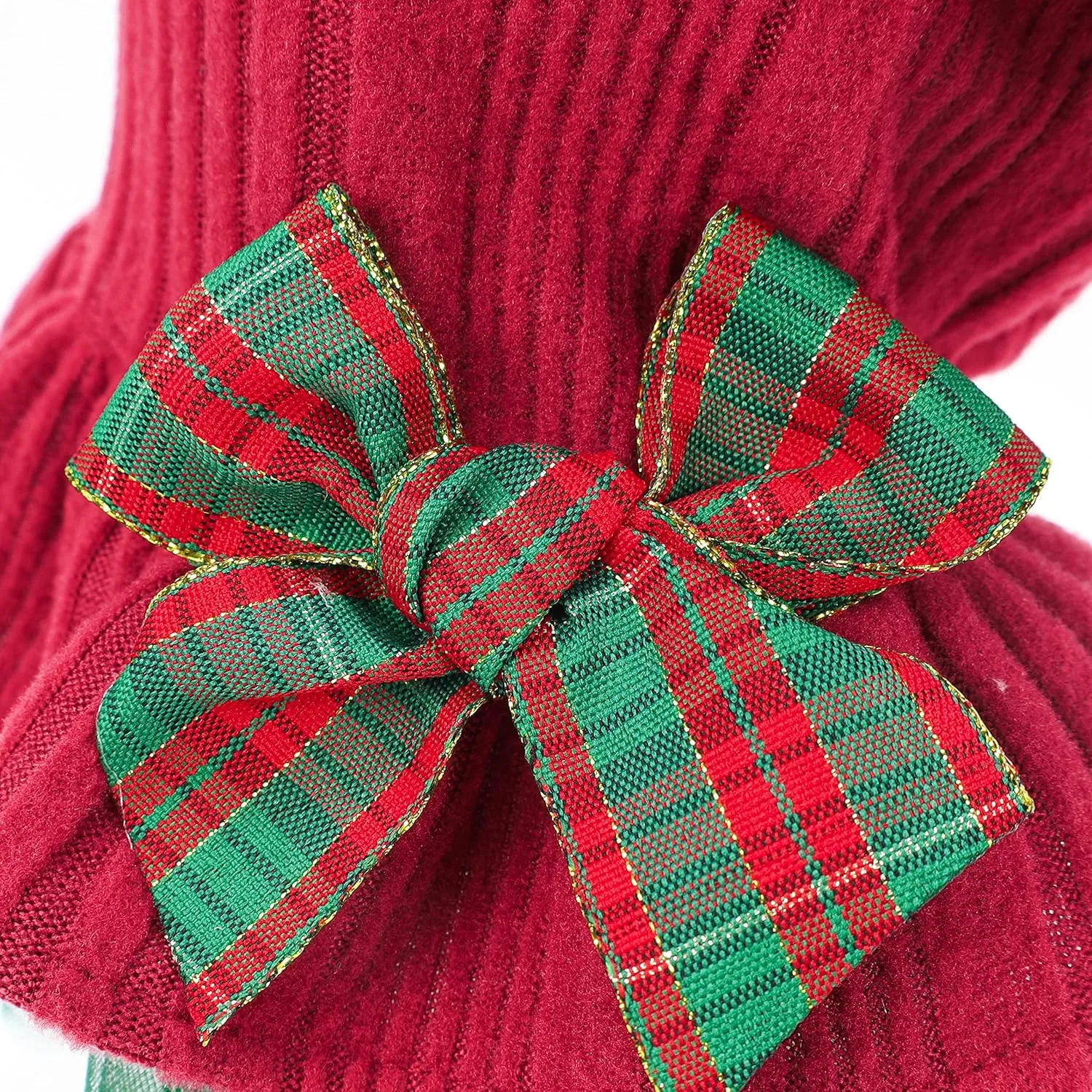 Fitwarm Christmas Outfit, Knitted Tulle Sweater Dress, Winter Clothes for Small Dogs Girl, Female Pet Apparel, Red, Green, Large