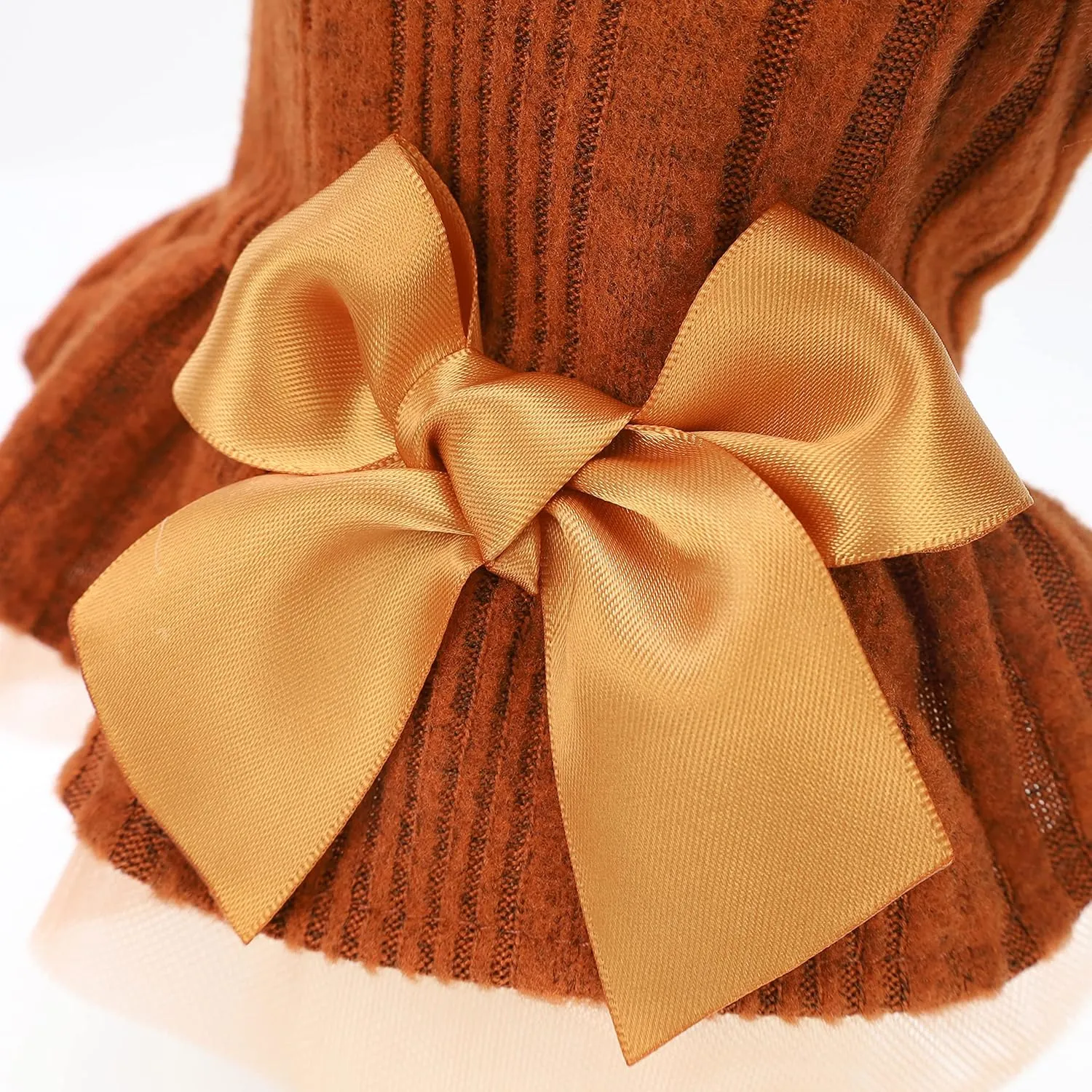 Fitwarm Knitted Dog Tulle Sweater Dress, Dog Winter Clothes for Small Dogs Girl, Cat Apparel, Orange, XS