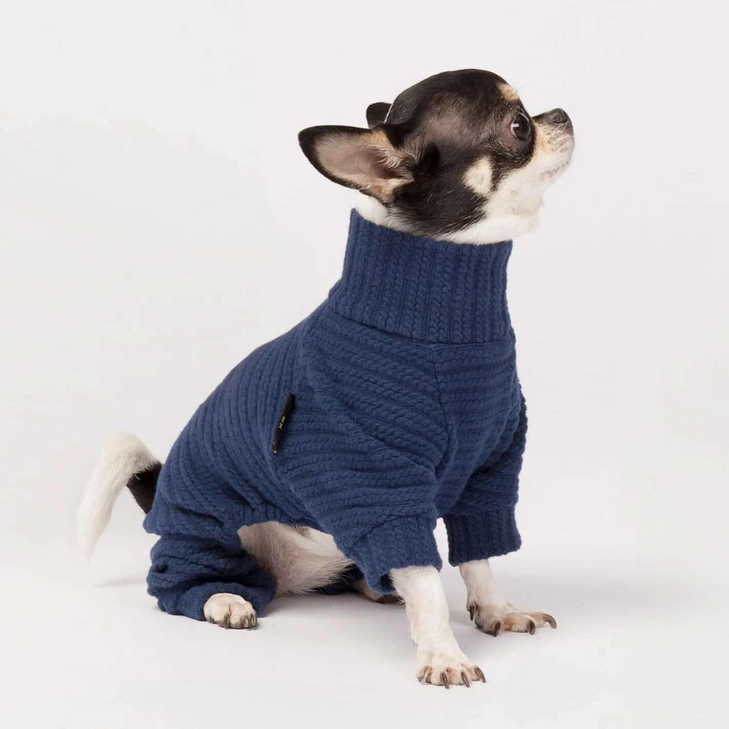 Fitwarm Turtleneck Knitted Dog Sweater Puppy Pajamas Thermal Doggie Winter Clothes Knitwear Pet Coats Cat Apparel Blue Large