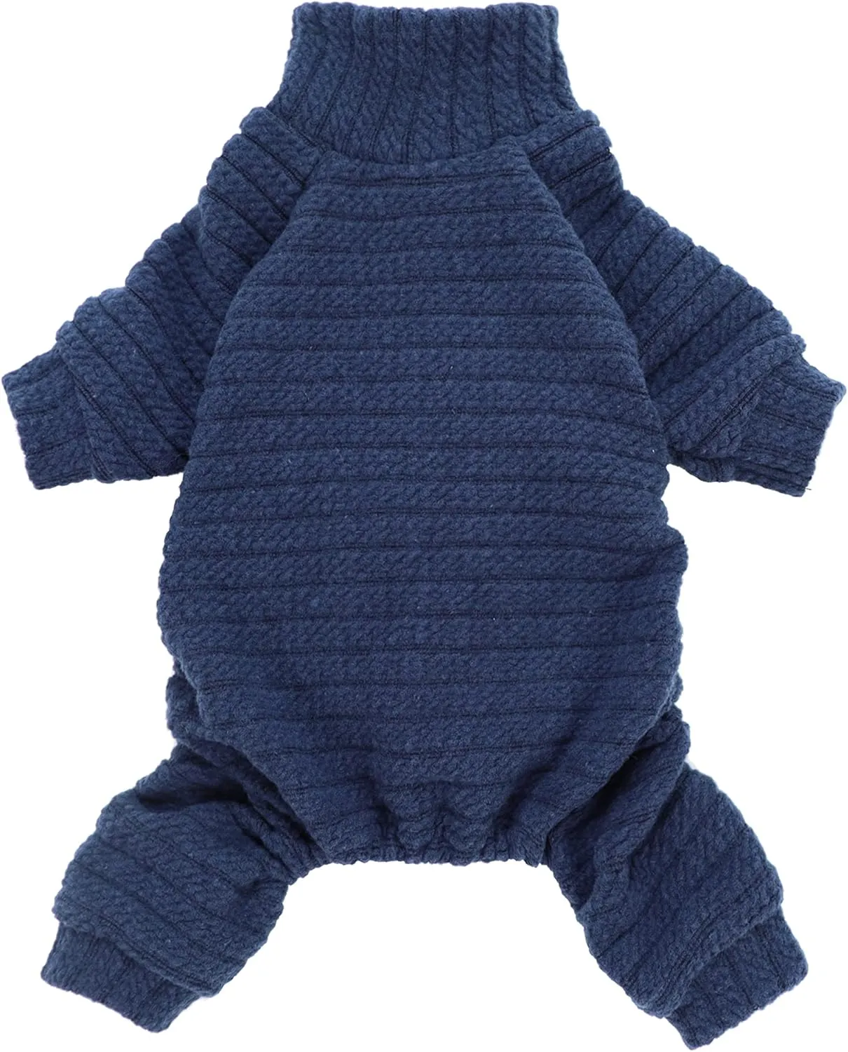 Fitwarm Turtleneck Knitted Dog Sweater Puppy Pajamas Thermal Doggie Winter Clothes Knitwear Pet Coats Cat Apparel Blue Large