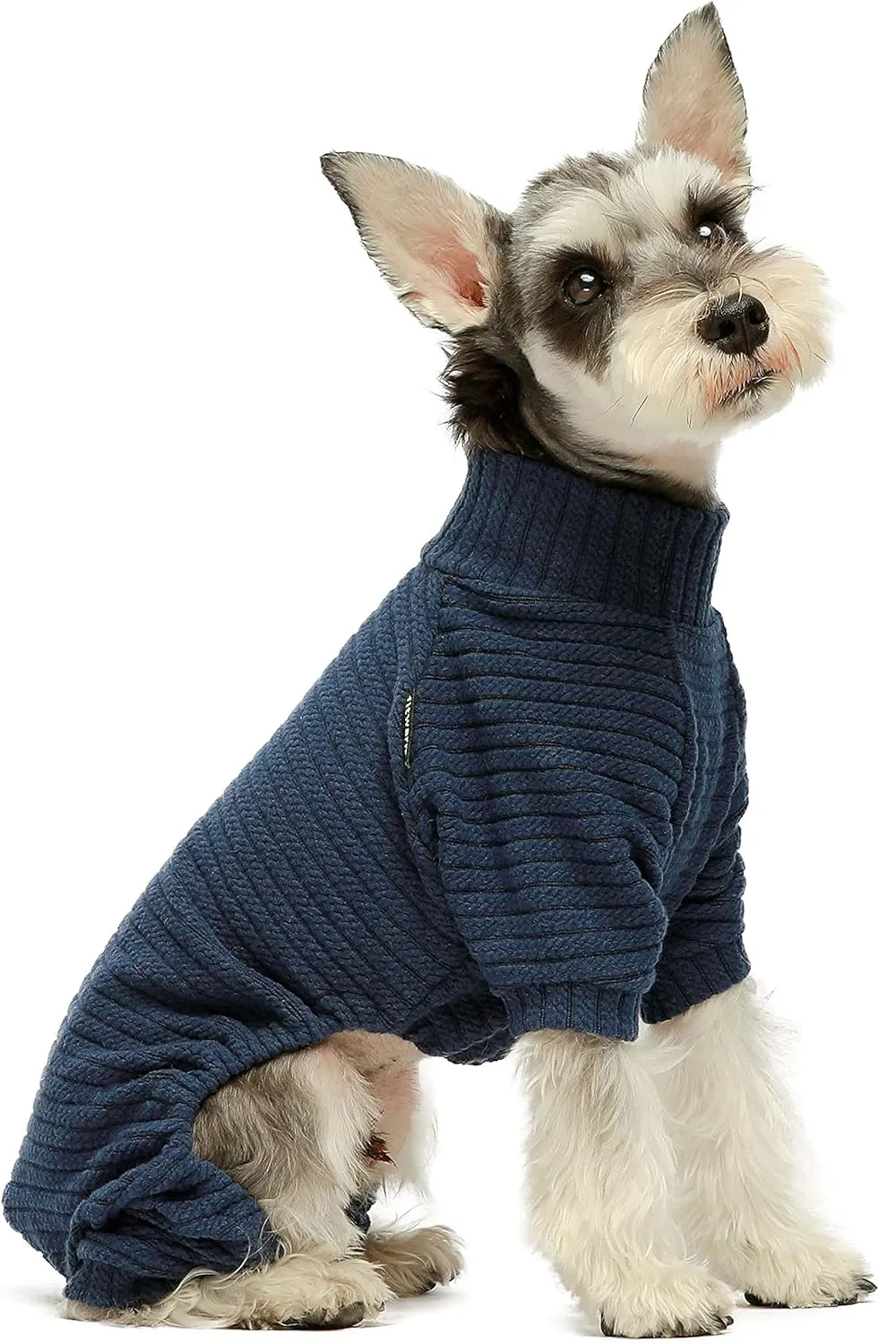 Fitwarm Turtleneck Knitted Dog Sweater Puppy Pajamas Thermal Doggie Winter Clothes Knitwear Pet Coats Cat Apparel Blue X-Large