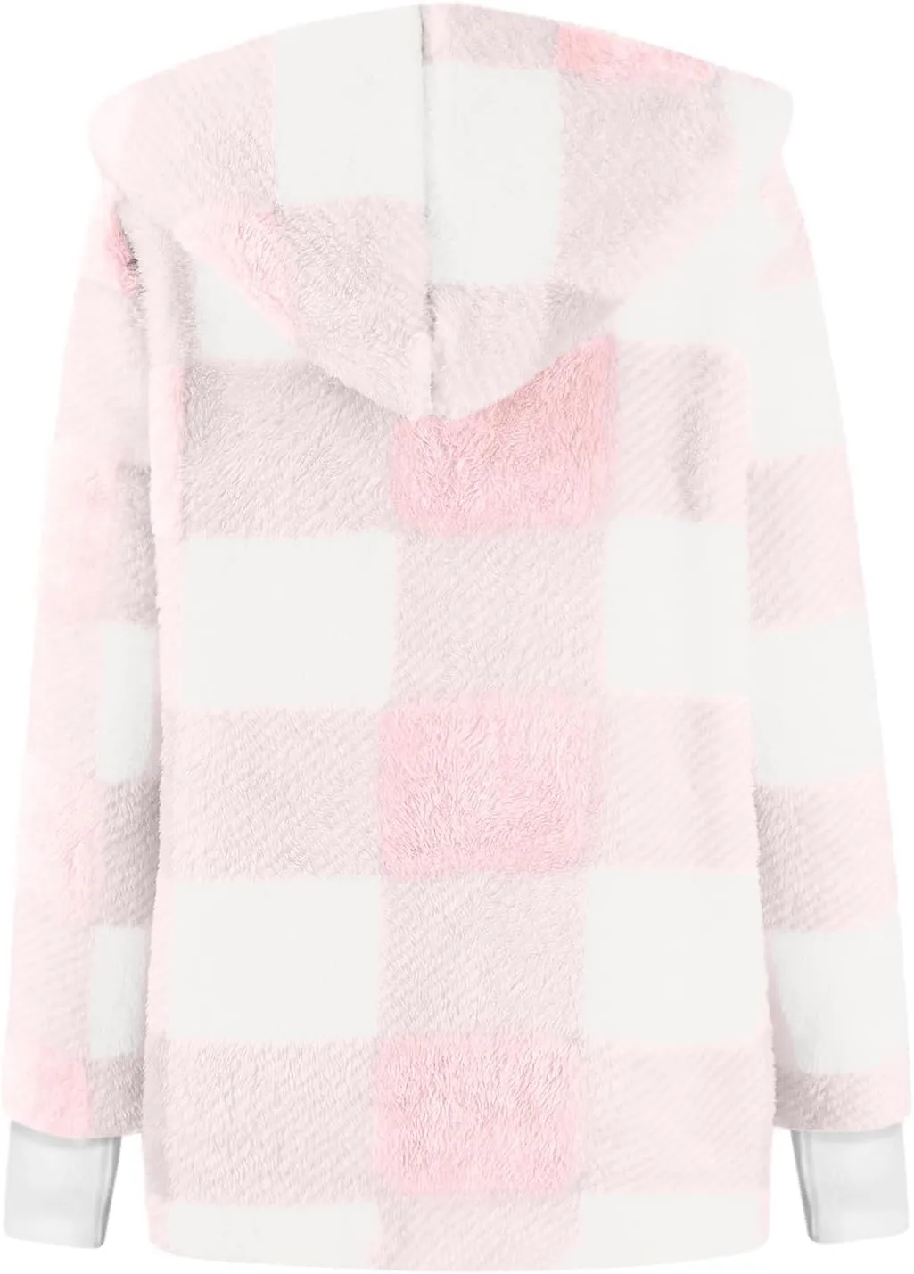 Flannel Jacket Women Sherpa Lined Open Front Hooded Cardigan Sweaters Plus Size Plaid Shacket Fall Winter Teddy Coat
