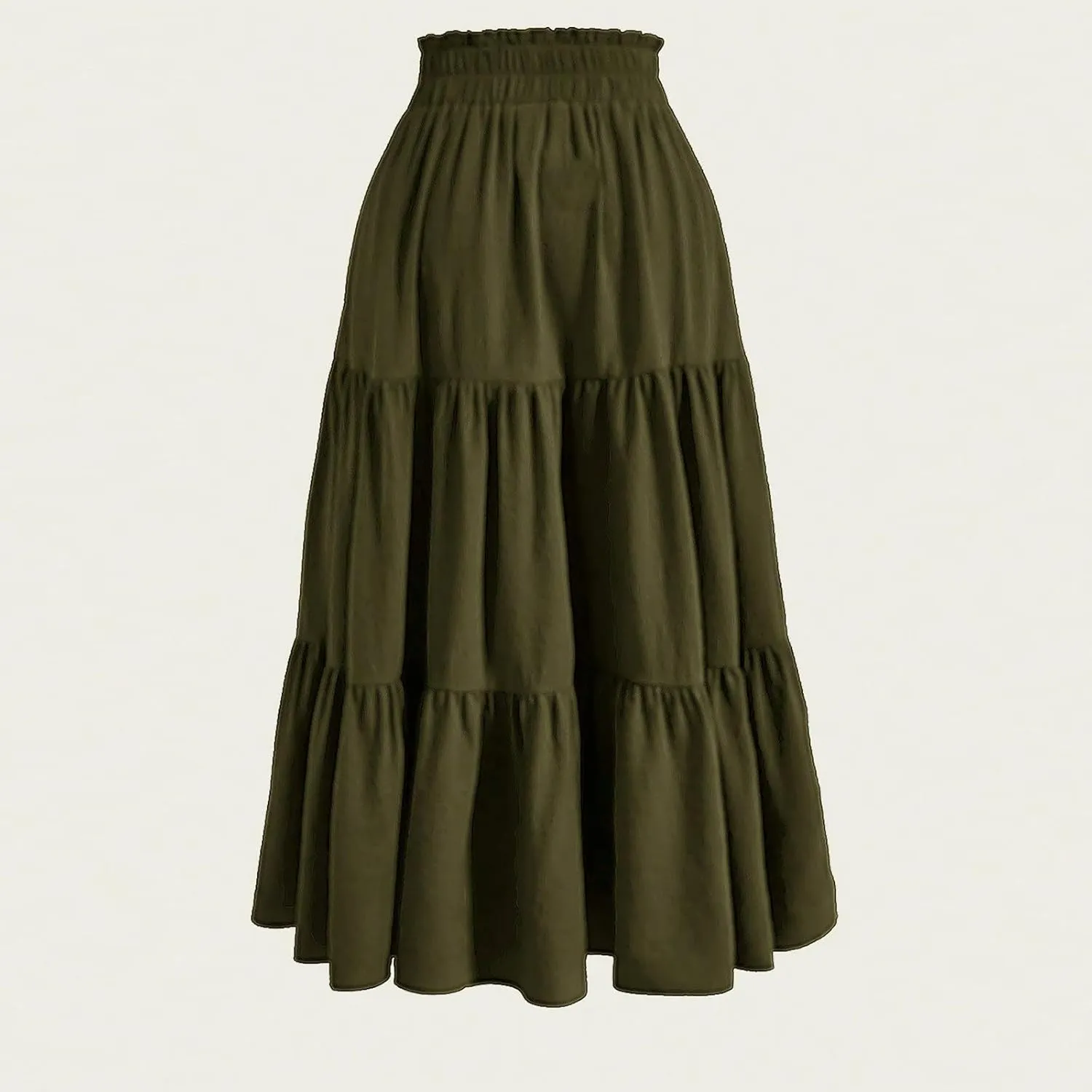 Floral Long Skirts for Women Summer Boho Elastic Waist Tiered Maxi Skirt Flowy A Line African Print Beach Skirt