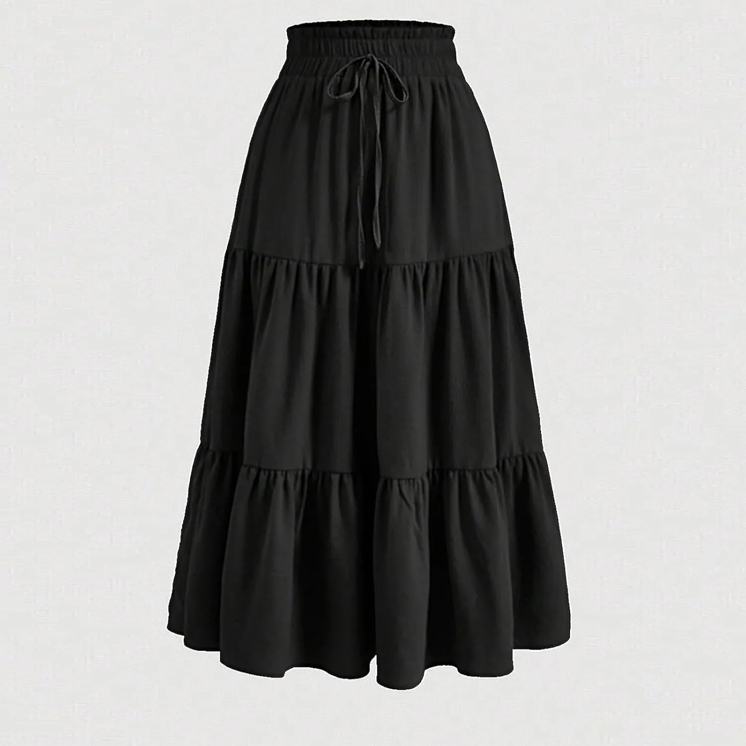 Floral Long Skirts for Women Summer Boho Elastic Waist Tiered Maxi Skirt Flowy A Line African Print Beach Skirt