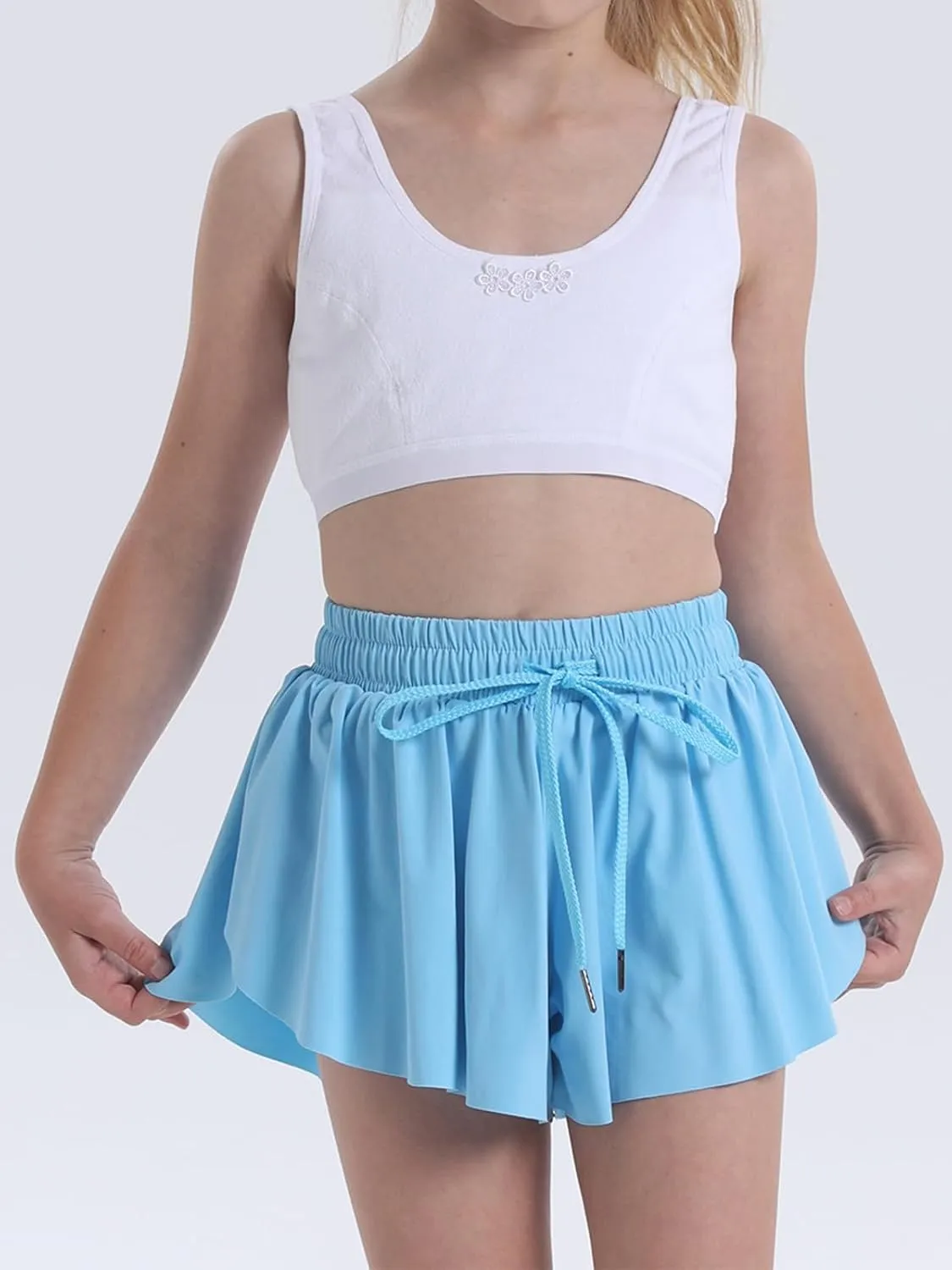 Flowy Shorts for Girls Athletic Running Biker Shorts Preppy Youth Butterfly Shorts