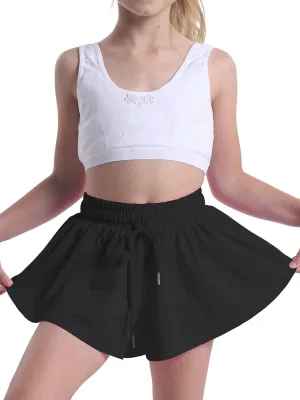 Flowy Shorts for Girls Athletic Running Biker Shorts Preppy Youth Butterfly Shorts