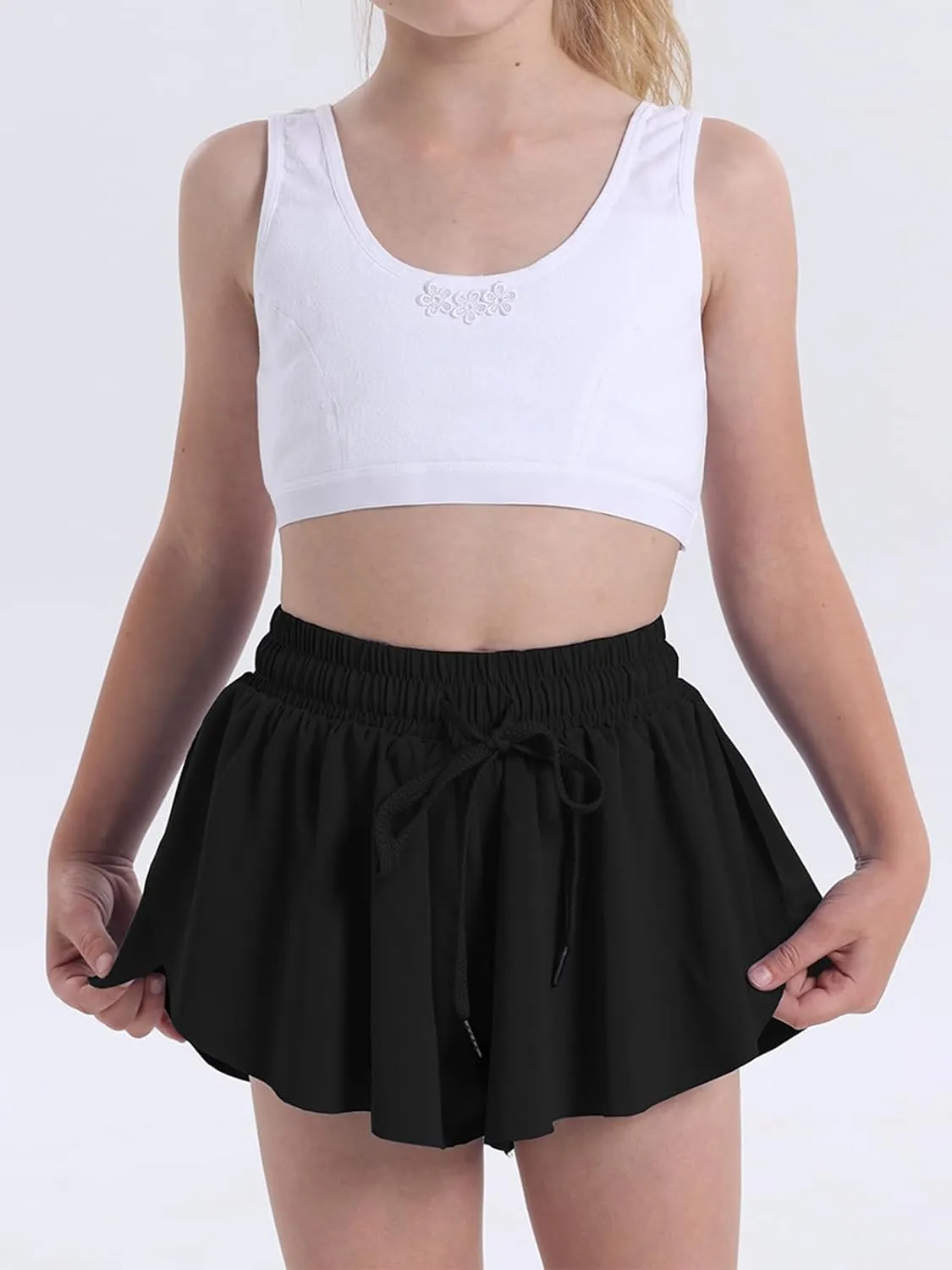 Flowy Shorts for Girls Athletic Running Biker Shorts Preppy Youth Butterfly Shorts