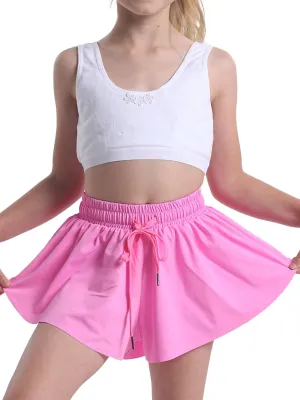 Flowy Shorts for Girls Athletic Running Biker Shorts Preppy Youth Butterfly Shorts