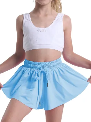 Flowy Shorts for Girls Athletic Running Biker Shorts Preppy Youth Butterfly Shorts