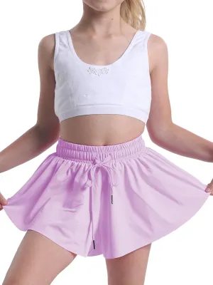 Flowy Shorts for Girls Athletic Running Biker Shorts Preppy Youth Butterfly Shorts