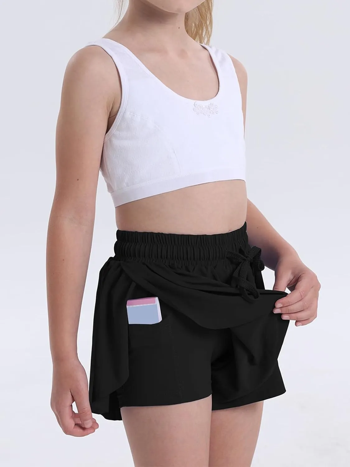 Flowy Shorts for Girls Athletic Running Biker Shorts Preppy Youth Butterfly Shorts