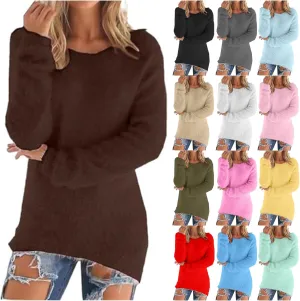 Fluffy Fuzzy Sweater for Women Casual Crewneck Loose Long Sleeve Pullover Tops Winter Warm Baggy Jumper Sweaters