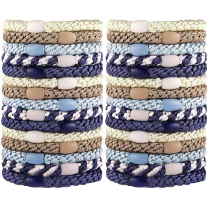 Funtopia 30 Pcs Hair Ties for Thick Hair - Bracelet Ponytail Holders, High Elastic Sports Accessories for Girls and Women, Mixed Color