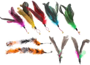 GANAZONO 9pcs Cat Plume Refill Cat Teaser Wand Replacements for Interactive Play Easy to Refills for Kittens