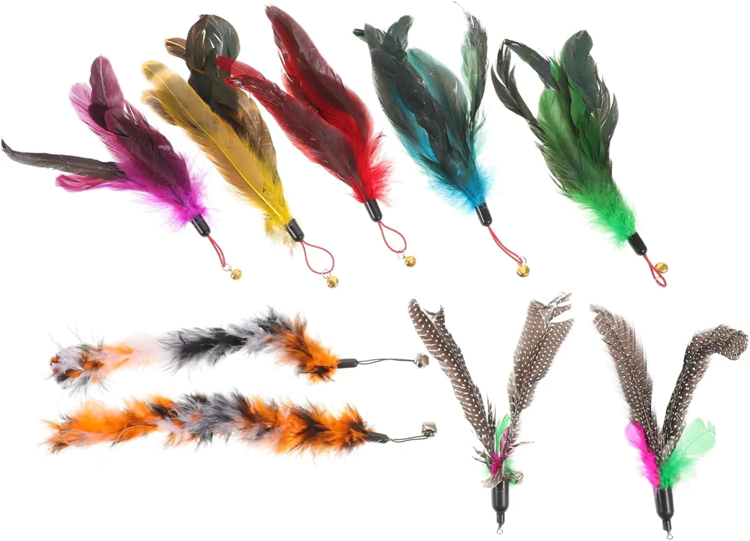 GANAZONO 9pcs Cat Plume Refill Cat Teaser Wand Replacements for Interactive Play Easy to Refills for Kittens