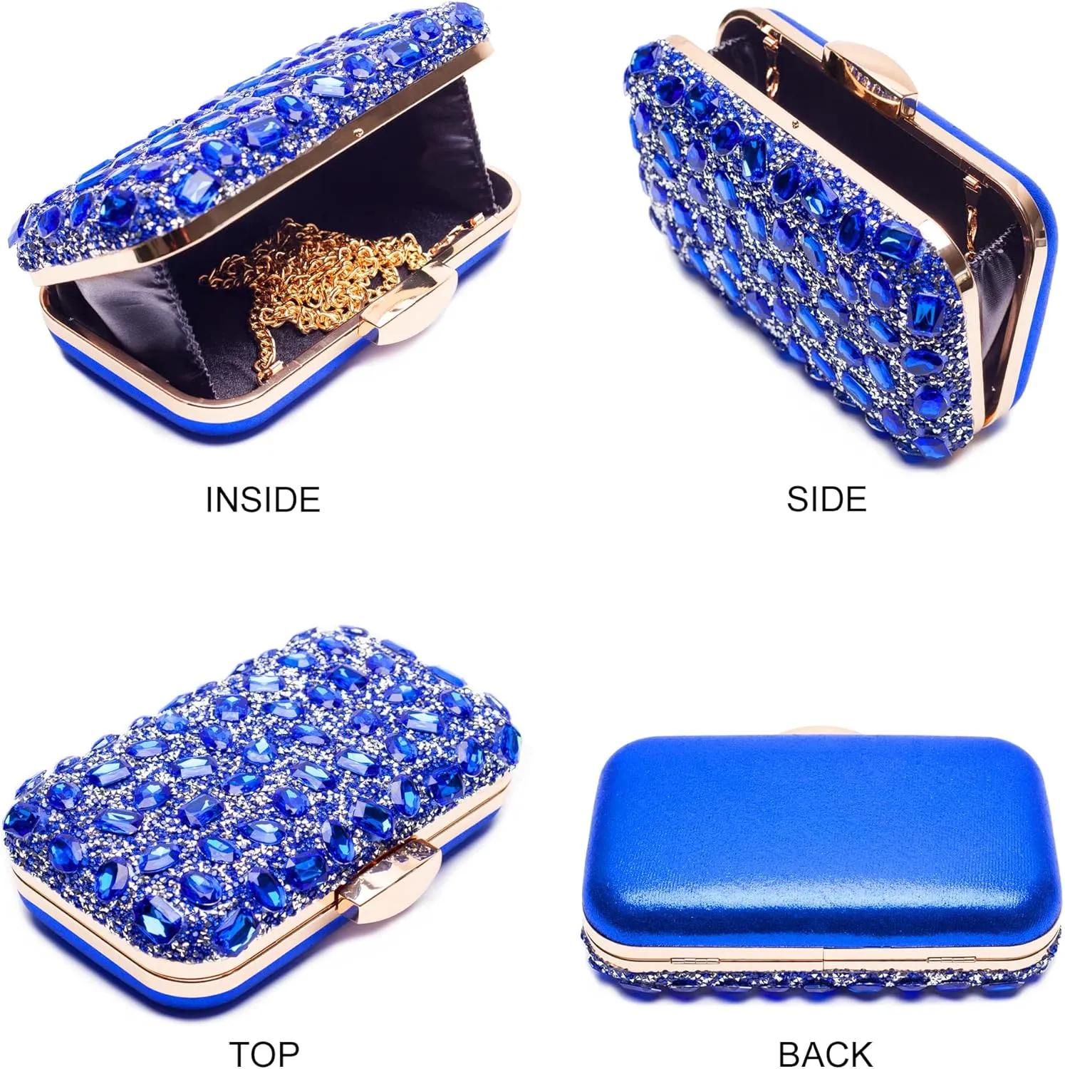 Gemstone Clutch Purses for Women Wedding Party, Rhinestone Purse Crystal Evening Bag for Women Evening