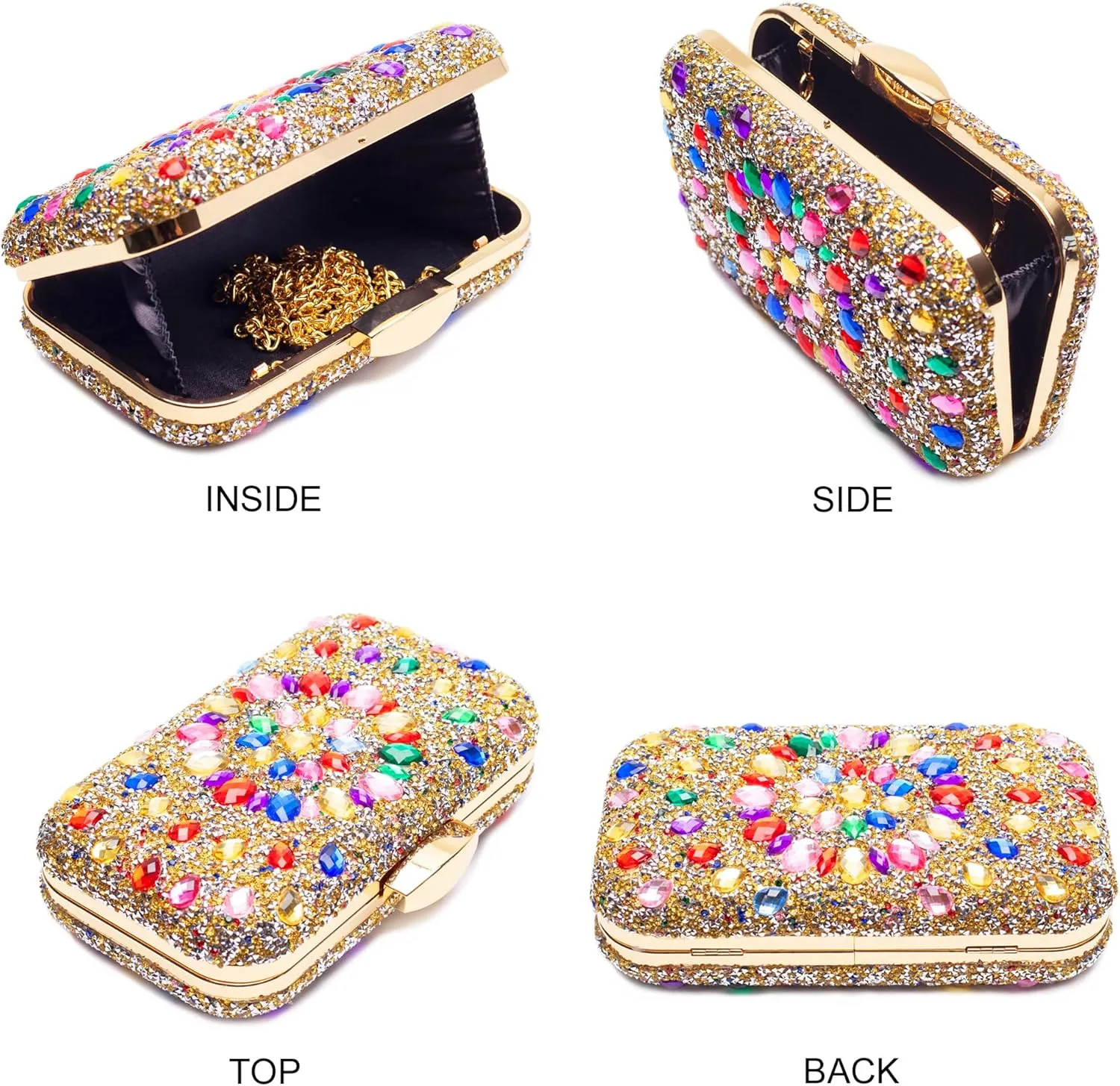 Gemstone Clutch Purses for Women Wedding Party, Rhinestone Purse Crystal Evening Bag for Women Evening