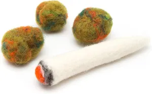 Glaciart One Catnip Joint & Buds Cat Toy Set | Crack for Funny Kittens, Stimulating Cat Toys for Boredom, Exercise & Play | Filled w/Organic Catnip to Excite/Calm Kitty | Organic Idea