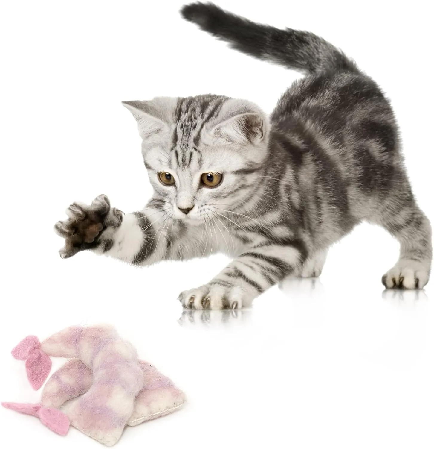 Glaciart One Wool Shrimp Cat Toys with Catnip | Interaction & Boredom Relief, Encourages to Exercise, Explore & Play | Filled w/Organic Herbs to Help Sooth or Reduce Anxiety