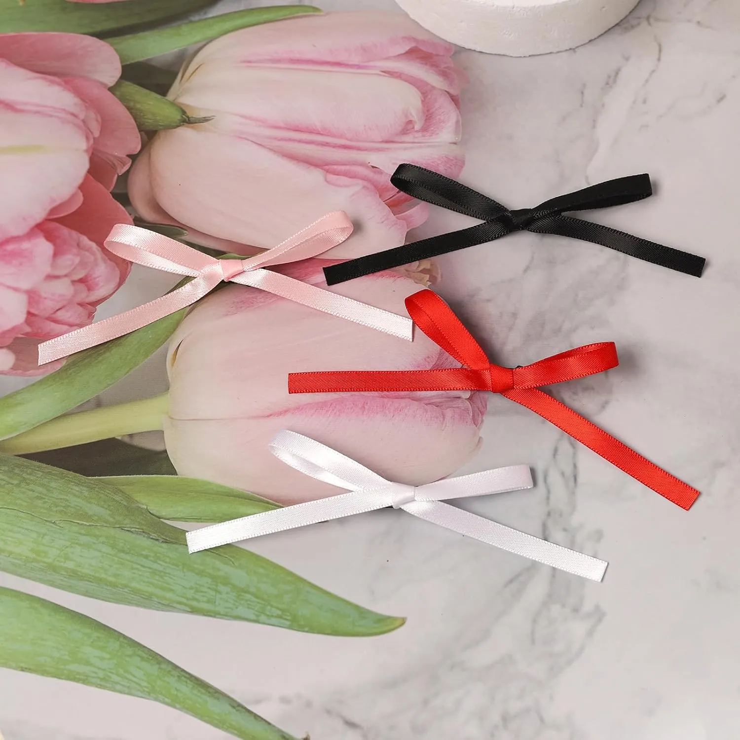 Hair Accessories for Women and Girls: Long Ponytail Holders, Small Black Claw Clips, Barrettes, and Ribbon Bow Hair Clips - 10Pcs Set