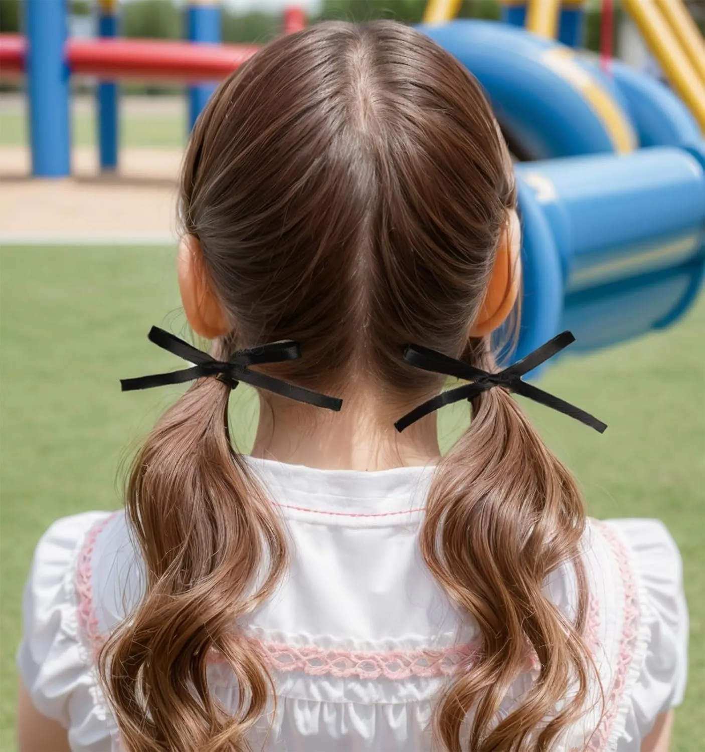 Hair Accessories for Women and Girls: Long Ponytail Holders, Small Black Claw Clips, Barrettes, and Ribbon Bow Hair Clips - 10Pcs Set