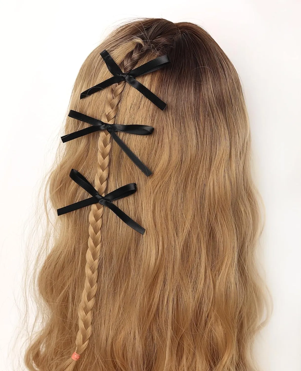 Hair Accessories for Women and Girls: Long Ponytail Holders, Small Black Claw Clips, Barrettes, and Ribbon Bow Hair Clips - 10Pcs Set