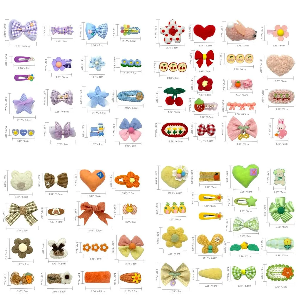 Hair Clips for Girls 69 Pcs Bundle No Slip Assorted Barrettes for Kids Bows Cute Hair Accessories for Little Girls Teens Toddlers Child Kids Gifts