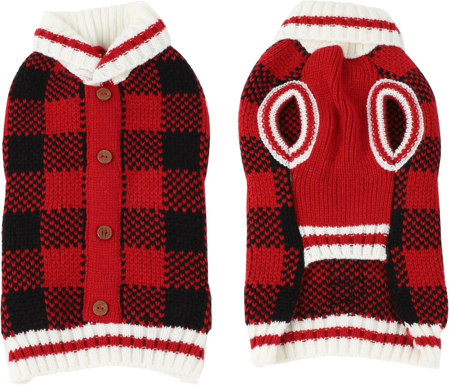 HAPEE Pet Clothes The Diamond Plaid Cat Dog Sweater,Dog Accessories,Dog Apparel,Classic Xmas Christmas red and White Plaid Design Style