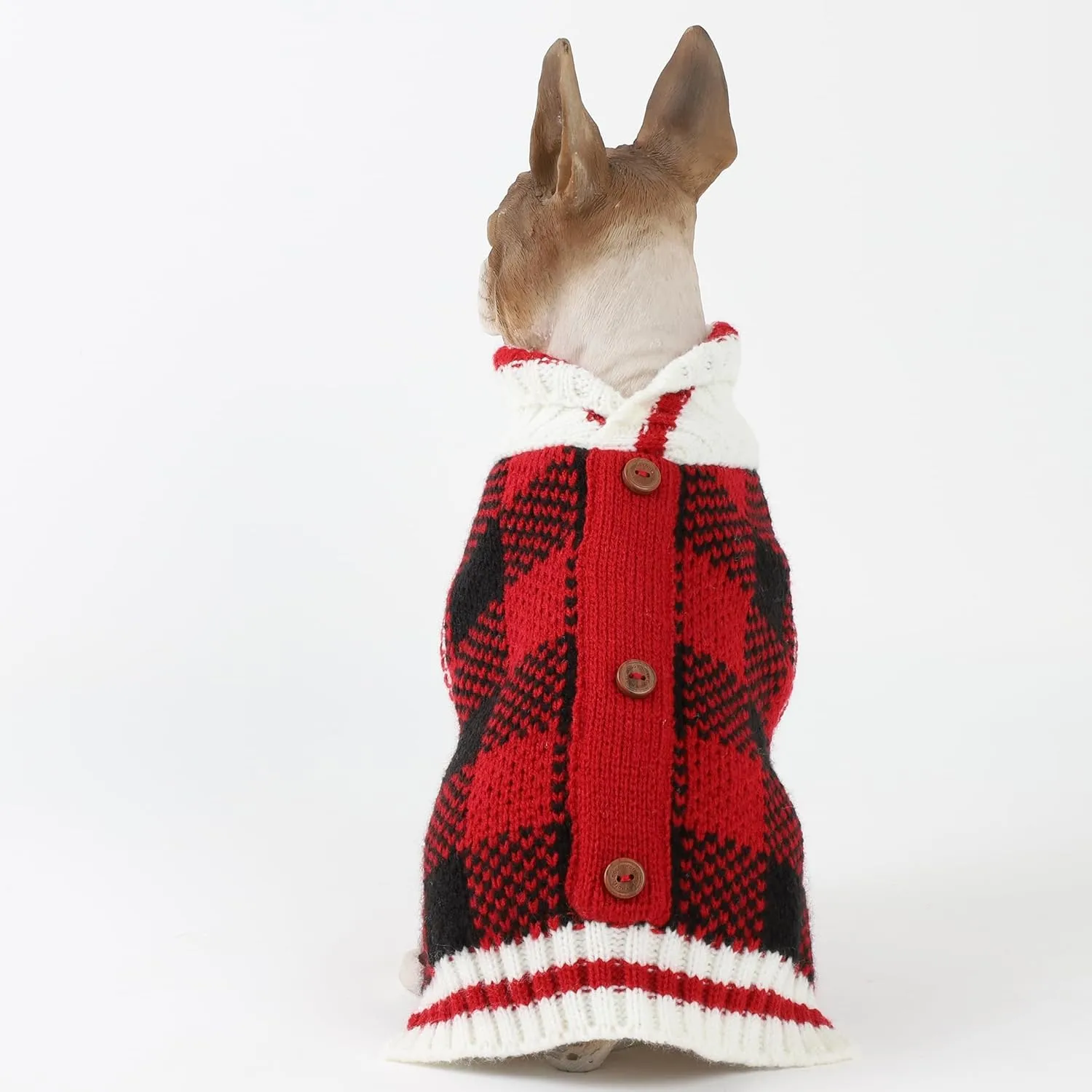 HAPEE Pet Clothes The Diamond Plaid Cat Dog Sweater,Dog Accessories,Dog Apparel,Classic Xmas Christmas red and White Plaid Design Style
