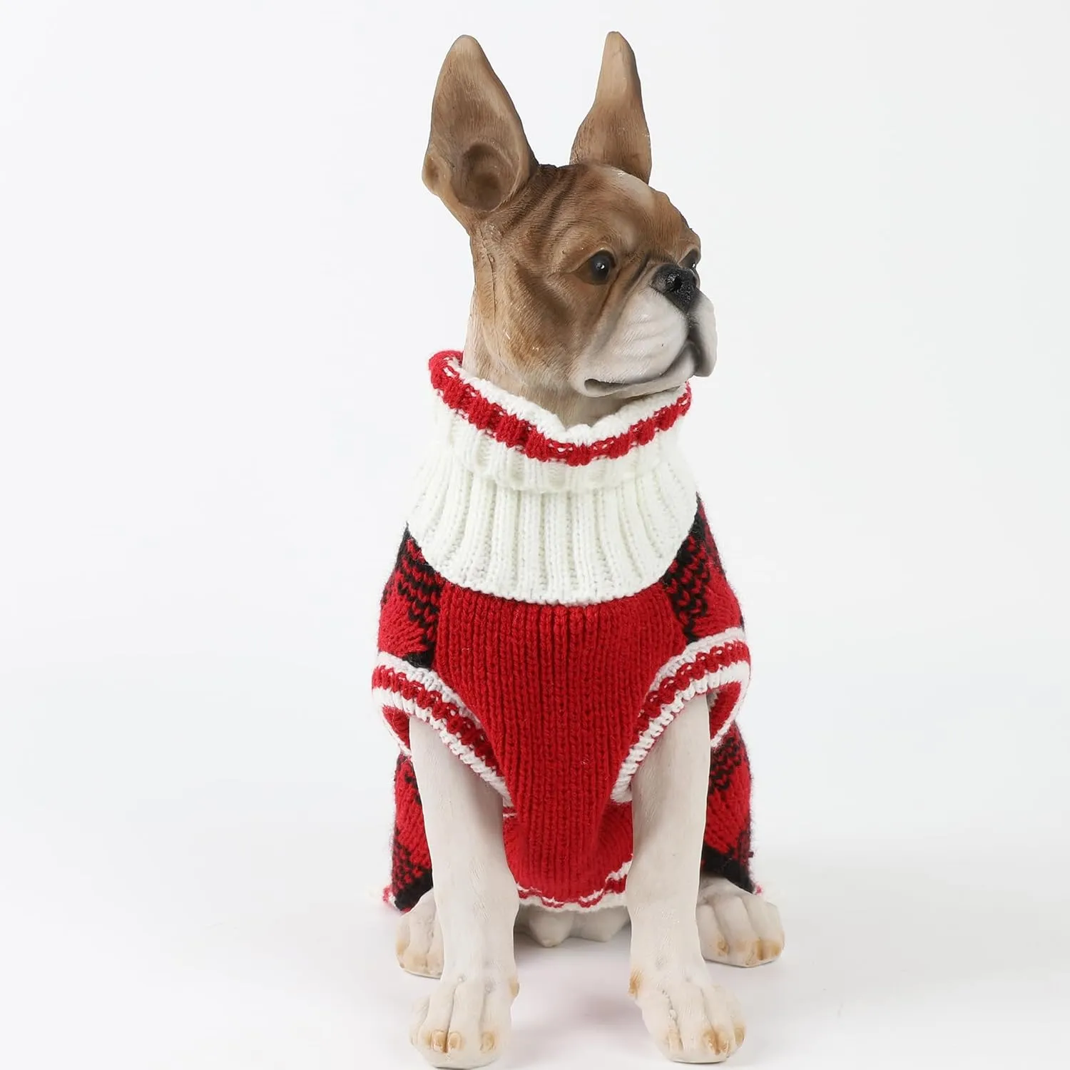 HAPEE Pet Clothes The Diamond Plaid Cat Dog Sweater,Dog Accessories,Dog Apparel,Classic Xmas Christmas red and White Plaid Design Style