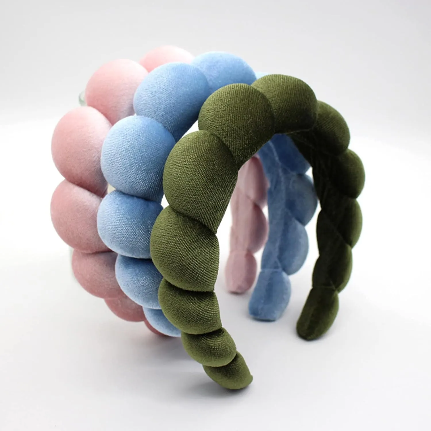 Headbands Women Hair Head Bands, Padded Fabric Hair Bands Wide Velvet Non Slip Headband Hair Accessories for Women Girls, Blue