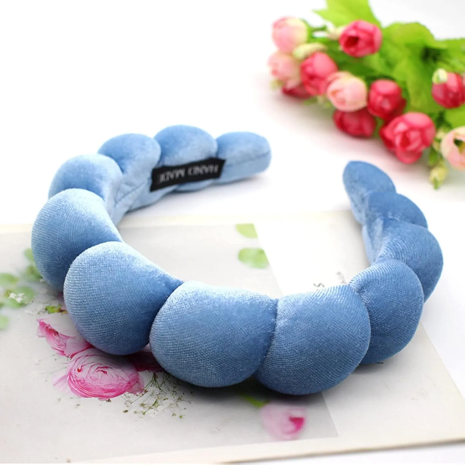 Headbands Women Hair Head Bands, Padded Fabric Hair Bands Wide Velvet Non Slip Headband Hair Accessories for Women Girls, Blue