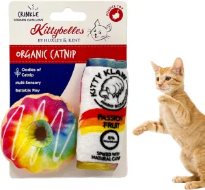 Huxley & Kent 2-Pack Plush Cat Toys | Pride Donut & Klaw Passion Fruit | Pride Rainbow Strong Catnip Filled Cat Toy | Plush Kitten and Cat Toy with Catnip and Crinkle | Kittybelles
