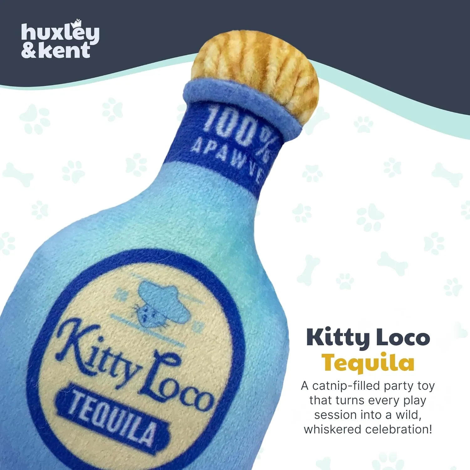 Huxley & Kent Plush Cat Toy - Kitty Loco Tequila - Nappy Hour Strong Catnip Filled - Plush Interactive Kitten and Cat Toy with Catnip and Crinkle - Kittybelles