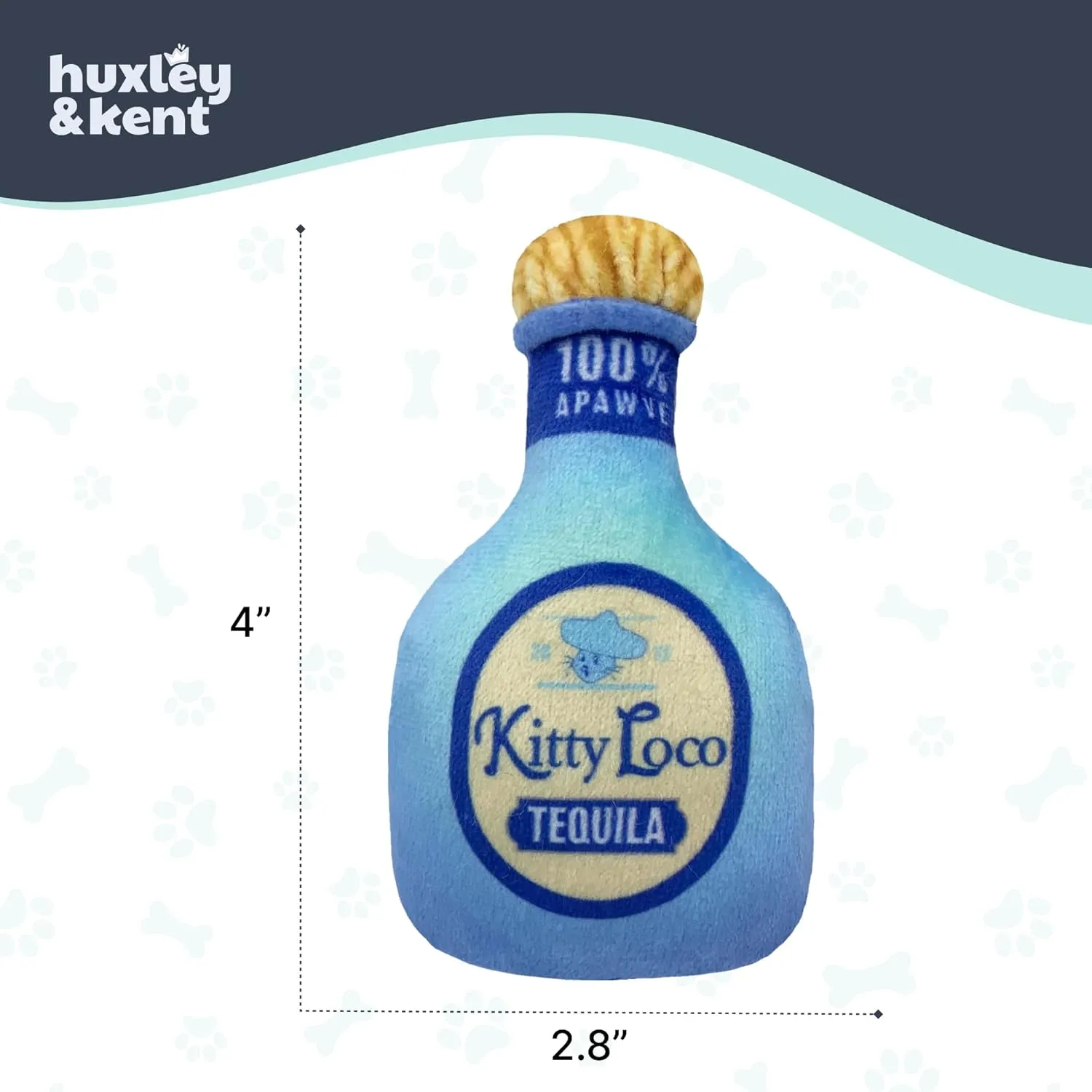 Huxley & Kent Plush Cat Toy - Kitty Loco Tequila - Nappy Hour Strong Catnip Filled - Plush Interactive Kitten and Cat Toy with Catnip and Crinkle - Kittybelles