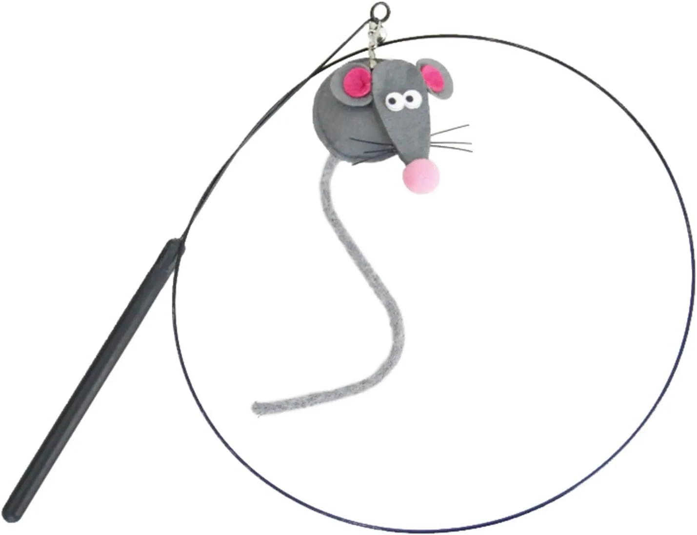 Interactive Cat Wand with Catnip Mouse and Bell, Fun Teasing Toy for Cats, Cat Mice Toy with Soft Tail for Indoor Play Exercise