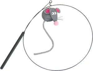 Interactive Cat Wand with Catnip Mouse and Bell, Fun Teasing Toy for Cats, Cat Mice Toy with Soft Tail for Indoor Play Exercise