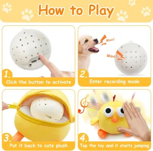Interactive Dog Toys for Boredom, Squeaky Dog Toys with Automatic Rolling Jumping Wiggling, Washable Dog Chew Toys Dog Plush Toys for Small/Medium/Large Dogs Toys to Keep Them Busy(Chick)