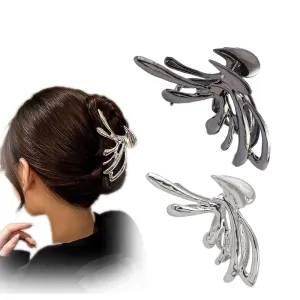 Irregular Sliver Elegant Butterfly Design Hair Barrettes, Geometry Hair Claw Ornaments, Non-Slip Large Catch Accessories for Women Bride