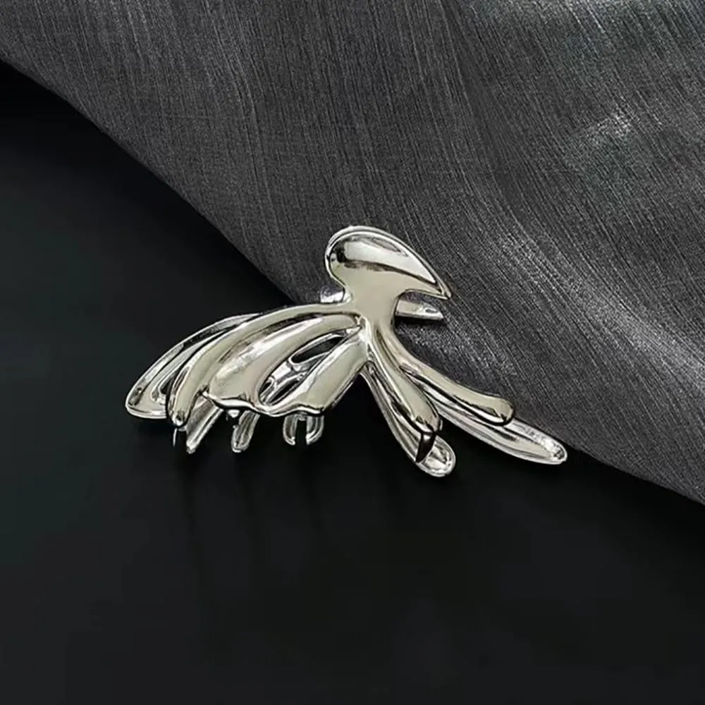 Irregular Sliver Elegant Butterfly Design Hair Barrettes, Geometry Hair Claw Ornaments, Non-Slip Large Catch Accessories for Women Bride
