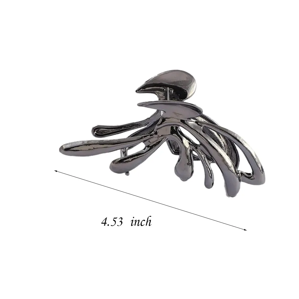 Irregular Sliver Elegant Butterfly Design Hair Barrettes, Geometry Hair Claw Ornaments, Non-Slip Large Catch Accessories for Women Bride