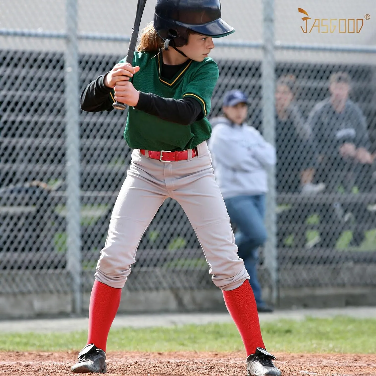 JASGOOD 2 Pack Baseball Belt and Socks Combo Set Adjustable Softball Belt and Socks Elastic Waist Belt for Youth and Adult