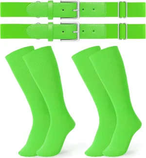 JASGOOD 2 Pack Baseball Belt and Socks Combo Set Adjustable Softball Belt and Socks Elastic Waist Belt for Youth and Adult