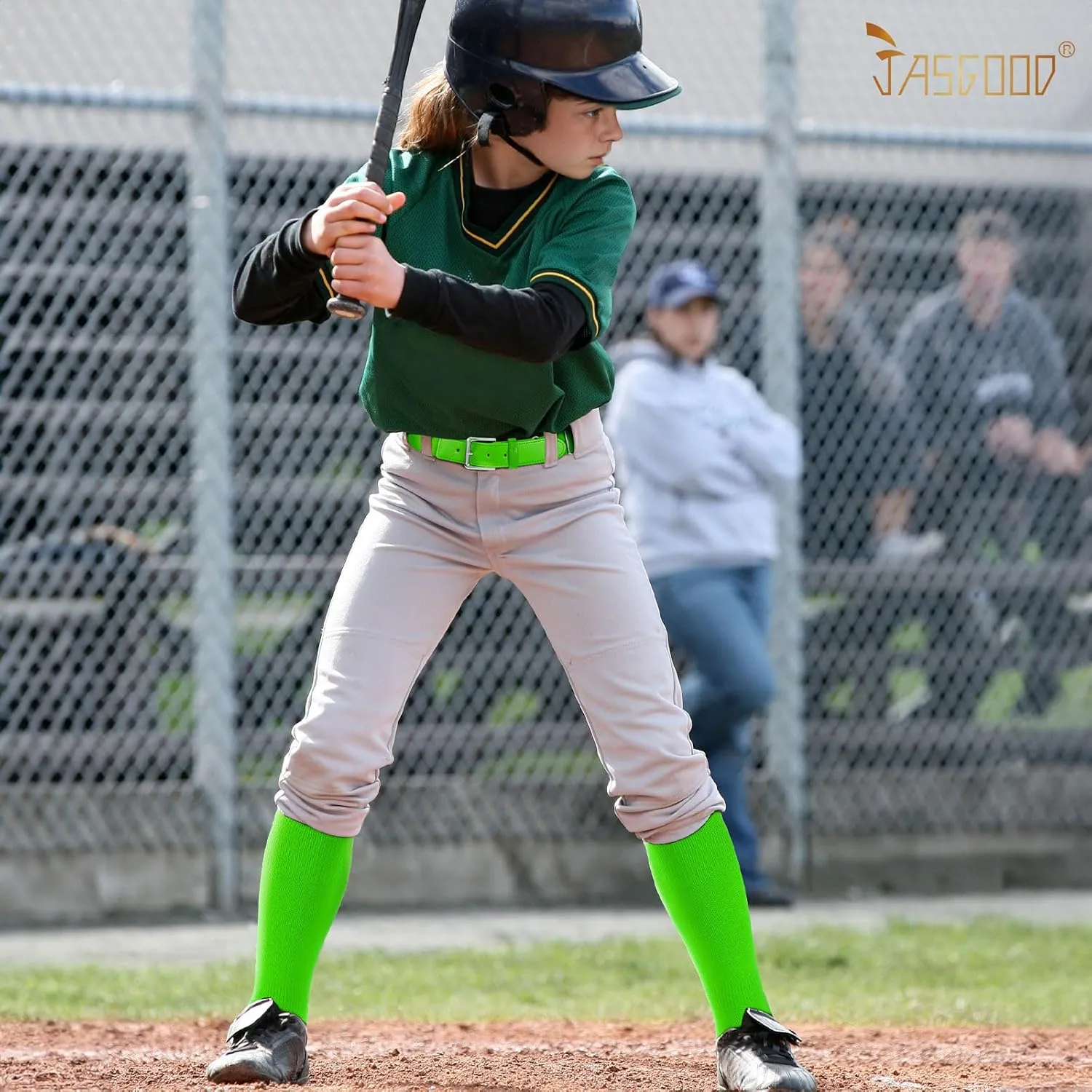 JASGOOD 2 Pack Baseball Belt and Socks Combo Set Adjustable Softball Belt and Socks Elastic Waist Belt for Youth and Adult