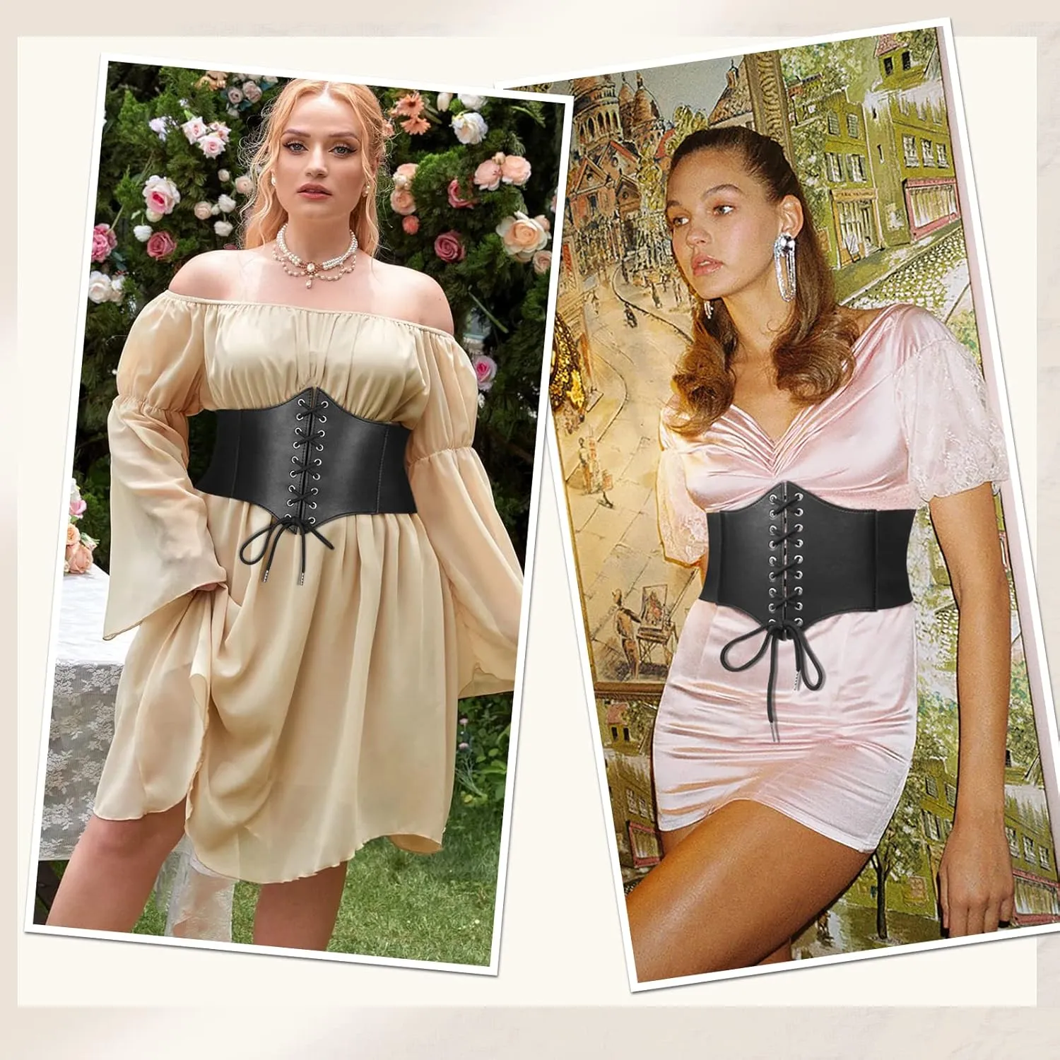 JASGOOD 3 Pack Women Elastic Corset Waist Belt Lace-up Tied Costume Belts for Women
